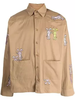 Рубашка с карманами карго и вышивкой Natasha Zinko, коричневый