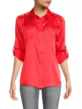 Рубашка с карманами на молнии и погонами Karl Lagerfeld Paris, цвет Calypso Coral