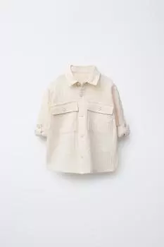 Рубашка с карманами ZARA, экрю