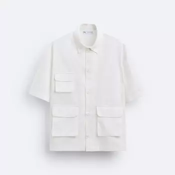Рубашка С Карманами ZARA, белый