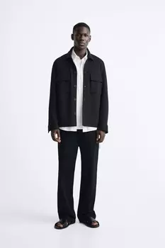 Рубашка с карманами ZARA, черный