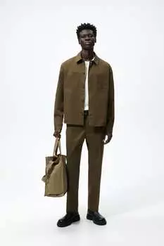 Рубашка с карманами ZARA, кэмел