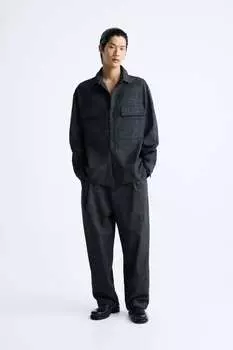 Рубашка с карманами ZARA, серый