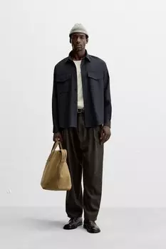 Рубашка с карманами ZARA, темно-синий