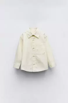 Рубашка с карманной деталью ZARA, экрю