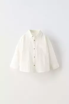 Рубашка с карманом ZARA, экрю