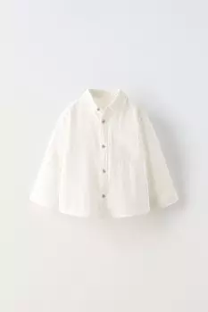Рубашка с карманом ZARA, экрю