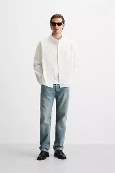 Рубашка с карманом ZARA, экрю
