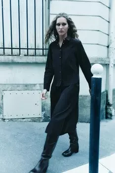 Рубашка с карманом ZARA, черный
