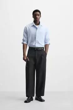 Рубашка с карманом ZARA, цвет Sky blue