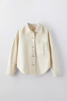 Рубашка с карманом ZARA, песочный