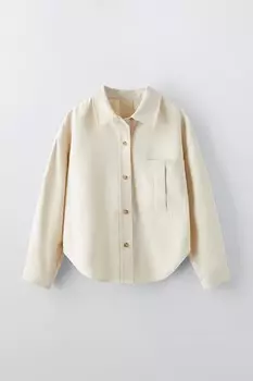 Рубашка с карманом ZARA, песочный
