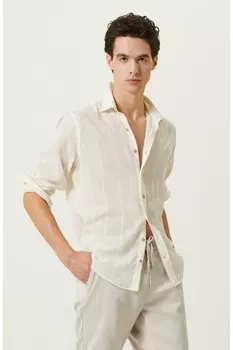 Рубашка с классическим воротником в бежевую полоску Network, бежевый