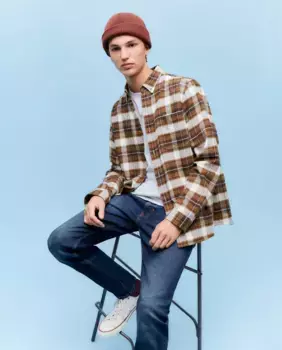 Рубашка с клетчатыми рукавами Green Coast, коричневый