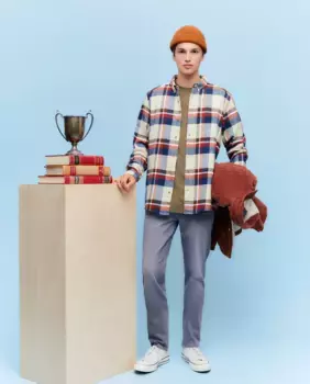 Рубашка с клетчатыми рукавами Green Coast, оранжевый