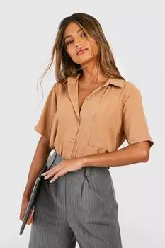 Рубашка с коленанными карманами Boohoo, кэмел