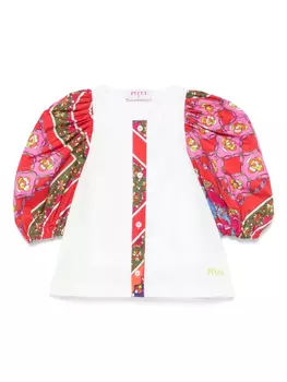 Рубашка с контрастными рукавами PUCCI Junior, белый