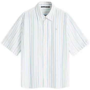 Рубашка с коротким рукавом Acne Studios Sarlie Face Short Sleeve Stripe Shirt, цвет Blue & Green