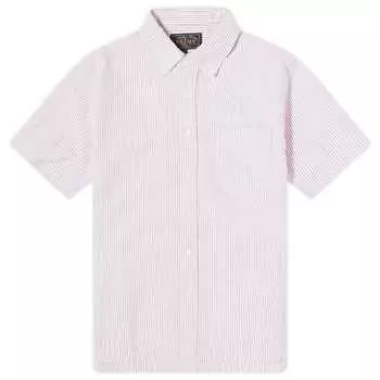 Рубашка с коротким рукавом Beams Plus Button Down Short Sleeve Shirt, цвет Wine Candy Stripe