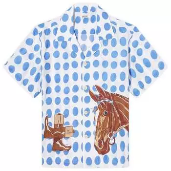 Рубашка с коротким рукавом Bode Jockey Dot Vacation Shirt, цвет Blue & Multi