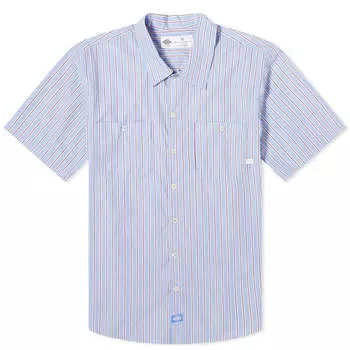 Рубашка с коротким рукавом Dickies Poplin Short Sleeve Service Shirt, цвет Blue & Brown Service Stripe