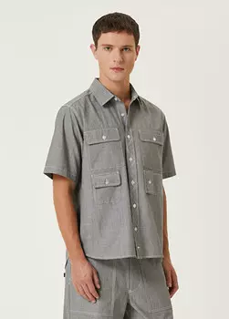 Рубашка с коротким рукавом и декоративной строчкой Alpha Industries, серый