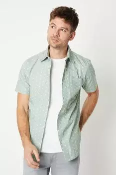 Рубашка с коротким рукавом и принтом Geo Poplin Burton, зеленый