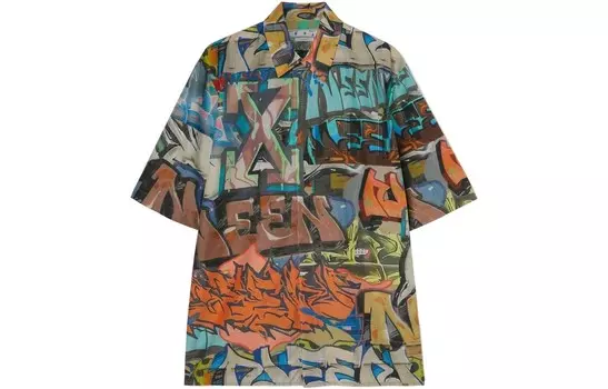 Рубашка с коротким рукавом и принтом граффити Off-White, цвет Multicolor