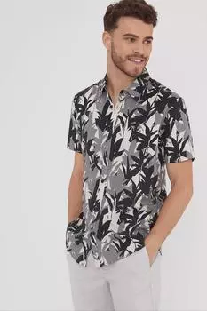 Рубашка с коротким рукавом и принтом "Jungle Leaf" Threadbare, черный