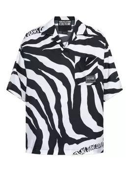 Рубашка с коротким рукавом и принтом «зебра» Versace Jeans Couture, черный