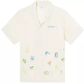 Рубашка с коротким рукавом и вышитым логотипом Casablanca