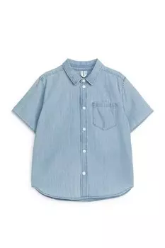 Рубашка с коротким рукавом из джинсовой ткани Arket, голубой