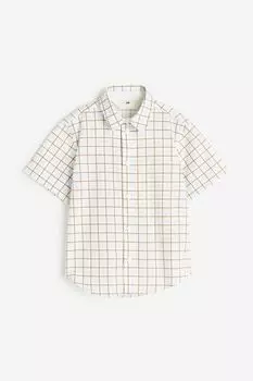 Рубашка с коротким рукавом из хлопка H&M, белый