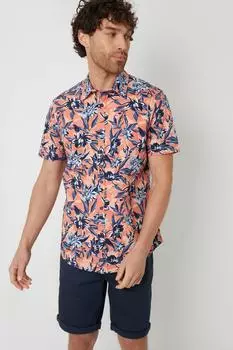 Рубашка с коротким рукавом из хлопка с цветочным принтом 'Latham' Threadbare, оранжевый