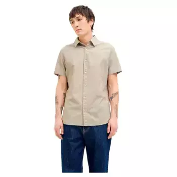 Рубашка с коротким рукавом Jack & Jones Breeze Linen Blend, бежевый