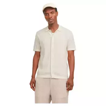Рубашка с коротким рукавом Jack & Jones Emil Structure, бежевый