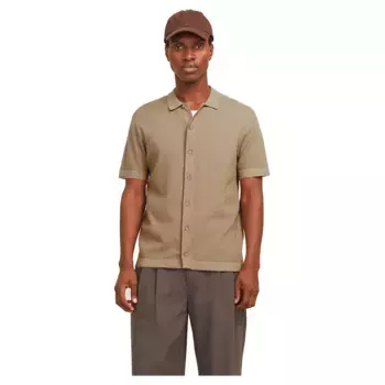 Рубашка с коротким рукавом Jack & Jones Emil Structure, бежевый