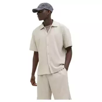 Рубашка с коротким рукавом Jack & Jones Interlude Plisse, бежевый