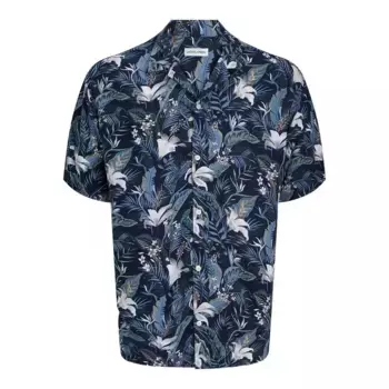 Рубашка с коротким рукавом Jack & Jones Jeff Tropical Aop Resort, синий