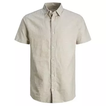 Рубашка с коротким рукавом Jack & Jones Linen, бежевый