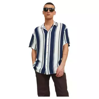 Рубашка с коротким рукавом Jack & Jones Malibu Resort Stripe, черный