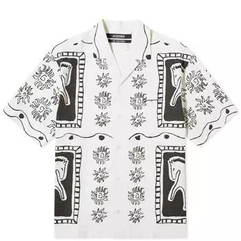Рубашка с коротким рукавом Jacquemus Jean Horse Vacation Shirt, цвет Black & White