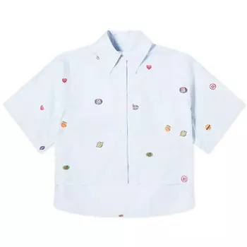 Рубашка с коротким рукавом Kenzo Fruit Stickers Cropped Shirt, цвет Sky Blue