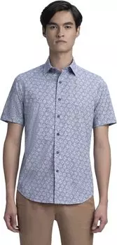 Рубашка с коротким рукавом Miles из хлопка с цветочным принтом BUGATCHI, песок