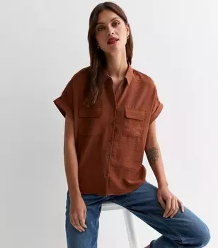 Рубашка с коротким рукавом New Look, бордовый