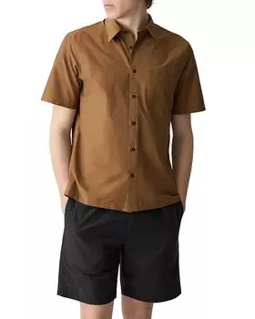 Рубашка с коротким рукавом Noll из мягкого полотна Theory, коричневый/бежевый