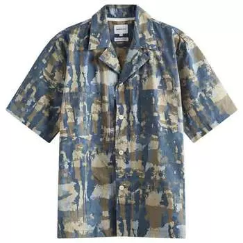 Рубашка с коротким рукавом Norse Projects Mads Print Vacation Shirt, цвет Steel Blue