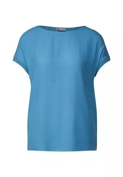 Рубашка с коротким рукавом, однотонная, женская Street One, цвет Splash Blue