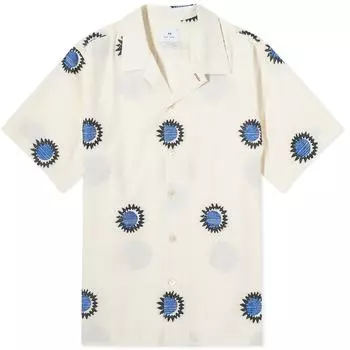Рубашка с коротким рукавом Paul Smith Embroidered Vacation Shirt, синий