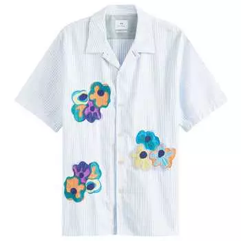 Рубашка с коротким рукавом Paul Smith Painted Flower Stripe Vacation Shirt, синий